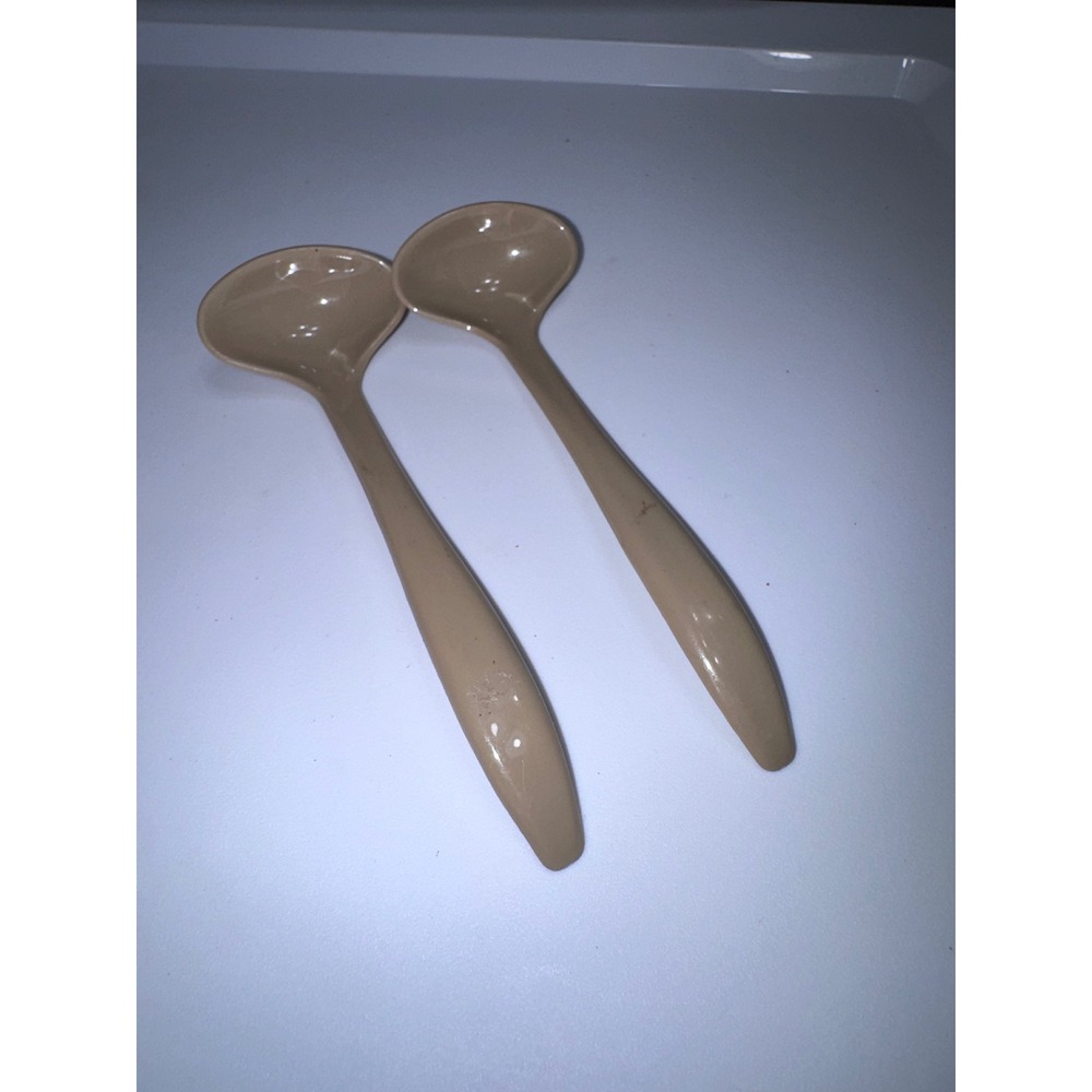 Vintage Tupperware Tan Gravy Sauce Ladles Set of 2 Harvest Gold 872-5 872-7